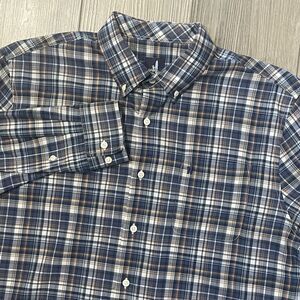 johnnie-O Blue and Brown Plaid Dress Shirt